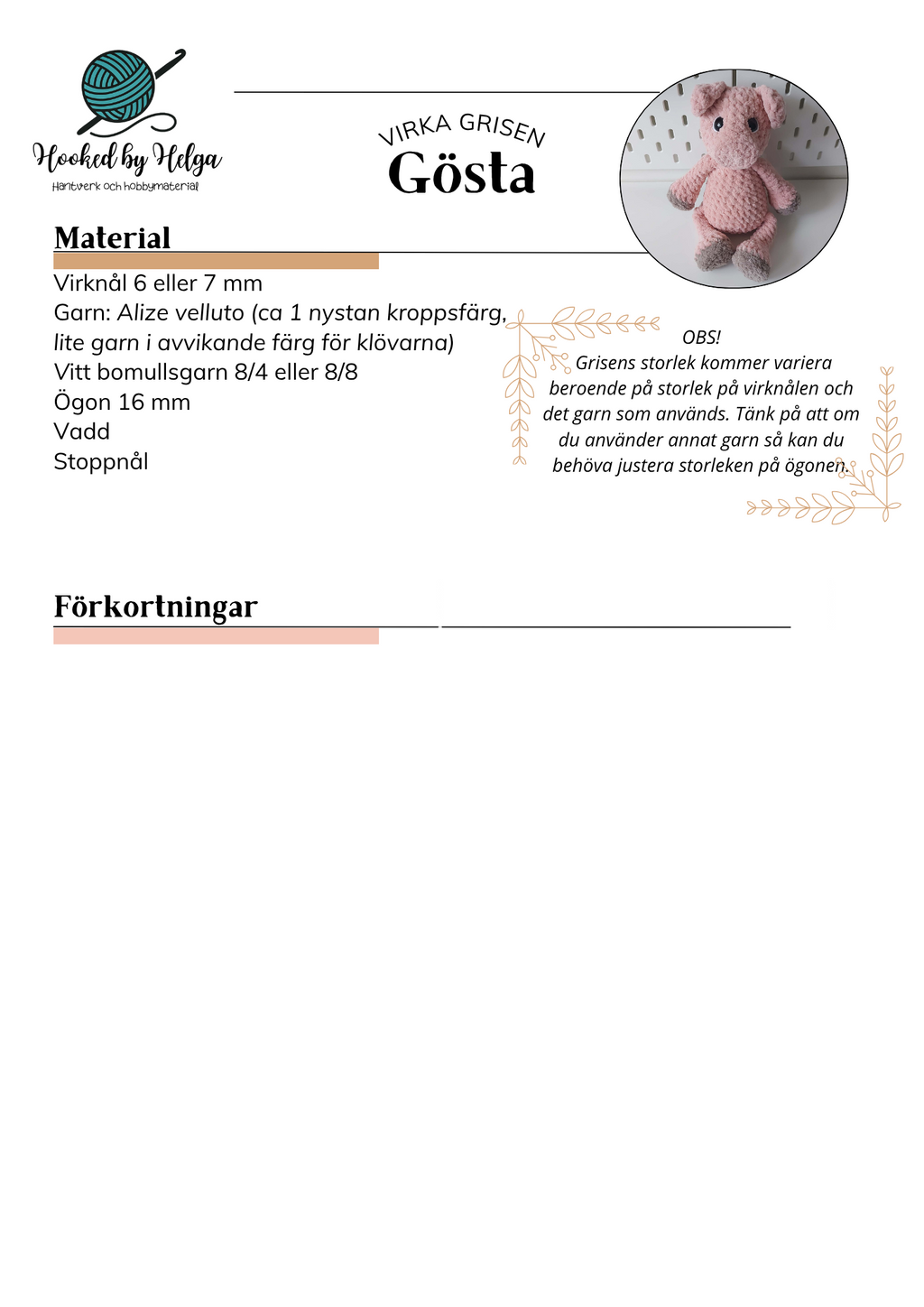 Virka grisen Gösta (mönster)