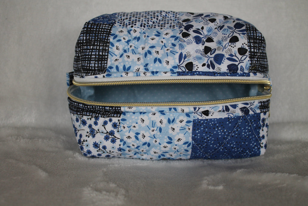 Necessär - patchwork blå