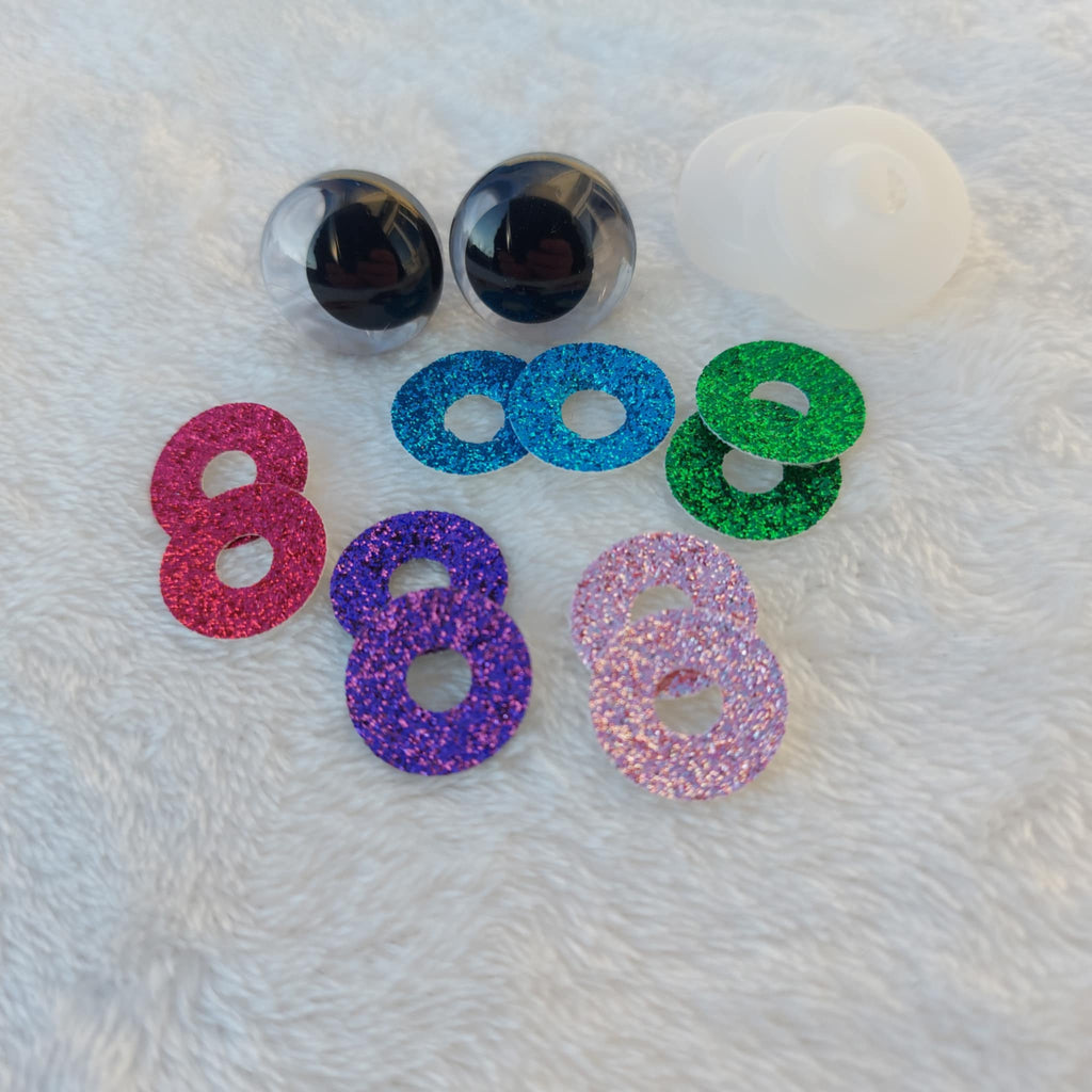 Glittriga säkerhetsögon 20 mm  (sinker eyes) - 1 par (2 st)