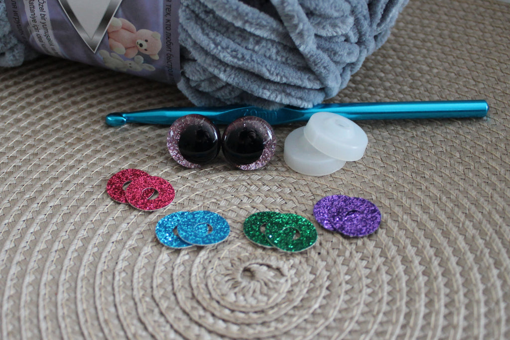 Glittriga säkerhetsögon 20 mm  (sinker eyes) - 1 par (2 st)