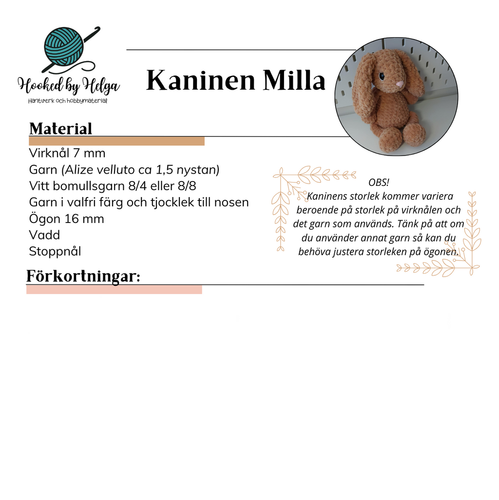 Virka kaninen Milla (mönster)