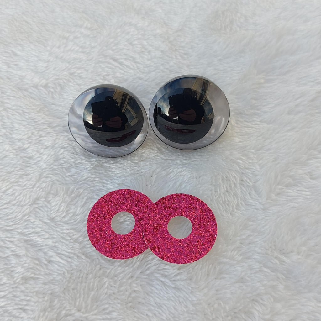 Glittriga säkerhetsögon 20 mm  (sinker eyes) - 1 par (2 st)
