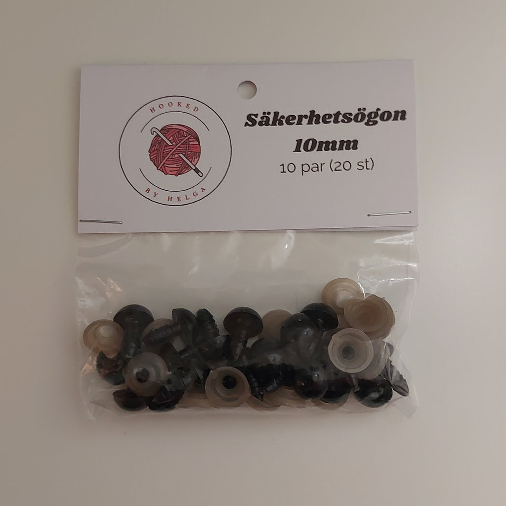 Svarta säkerhetsögon i olika storlekar