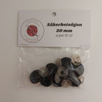 Svarta säkerhetsögon i olika storlekar