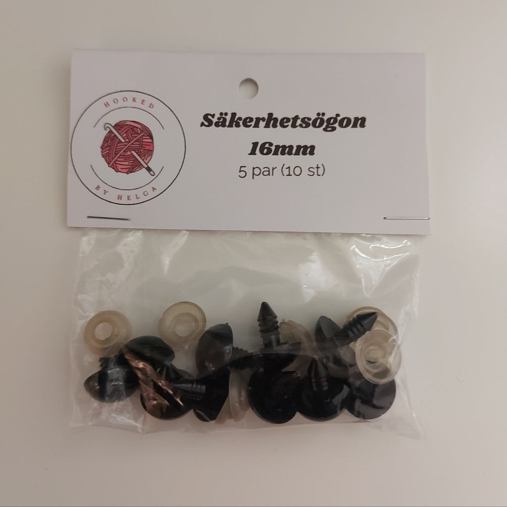 Svarta säkerhetsögon i olika storlekar