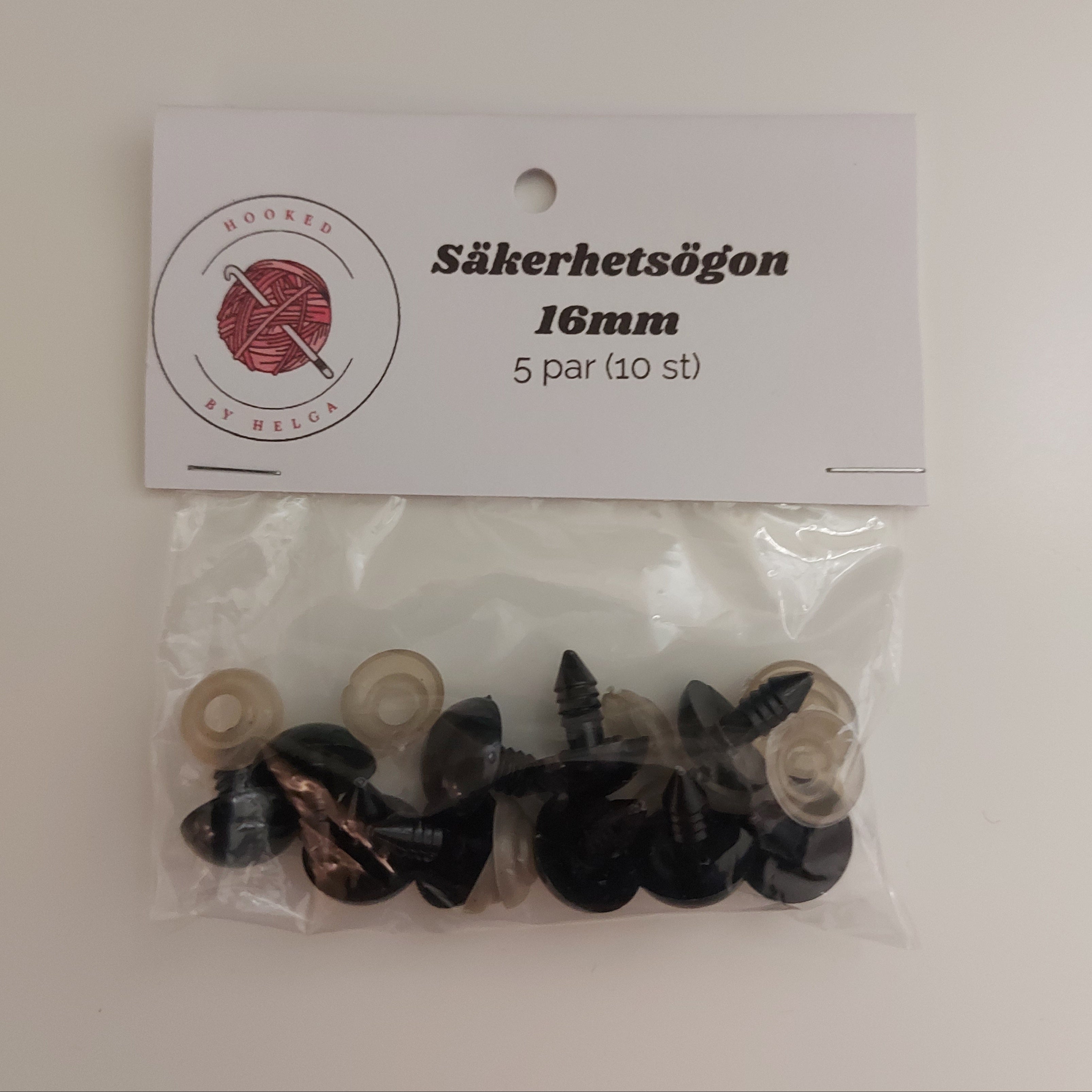 Svarta säkerhetsögon i olika storlekar